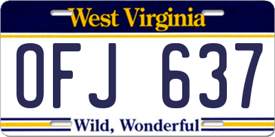 WV license plate OFJ637
