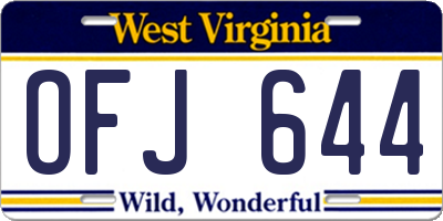 WV license plate OFJ644