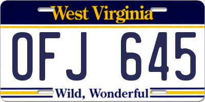 WV license plate OFJ645