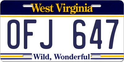WV license plate OFJ647