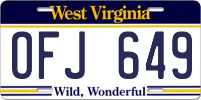 WV license plate OFJ649