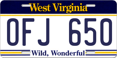 WV license plate OFJ650