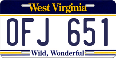 WV license plate OFJ651