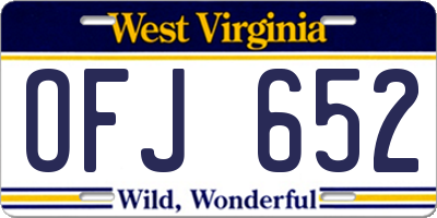 WV license plate OFJ652