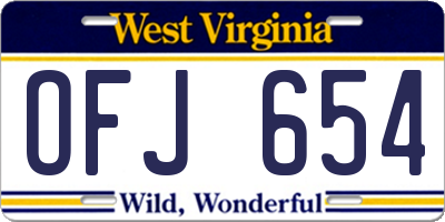 WV license plate OFJ654