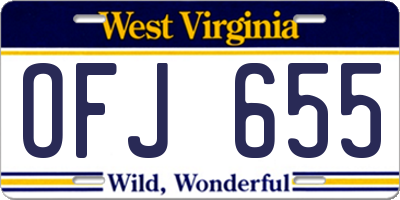 WV license plate OFJ655