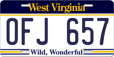 WV license plate OFJ657
