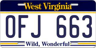 WV license plate OFJ663