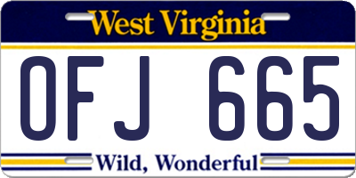 WV license plate OFJ665