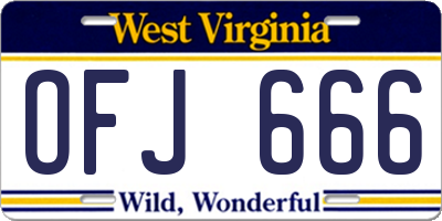 WV license plate OFJ666