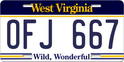 WV license plate OFJ667