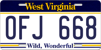 WV license plate OFJ668