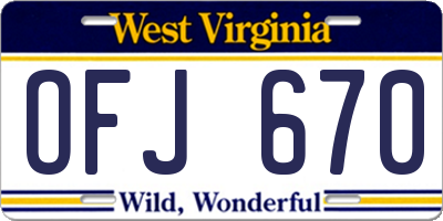 WV license plate OFJ670