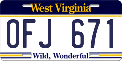 WV license plate OFJ671