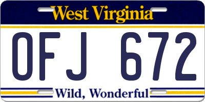 WV license plate OFJ672