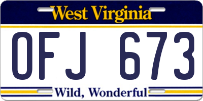 WV license plate OFJ673