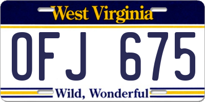 WV license plate OFJ675