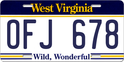 WV license plate OFJ678