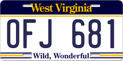 WV license plate OFJ681