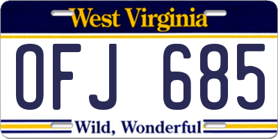 WV license plate OFJ685