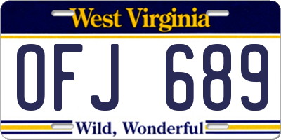 WV license plate OFJ689
