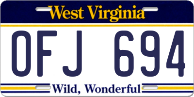 WV license plate OFJ694