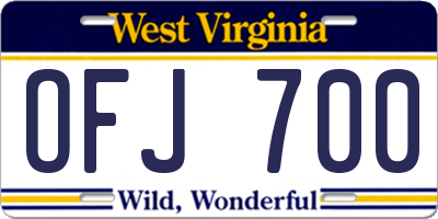 WV license plate OFJ700