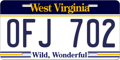 WV license plate OFJ702