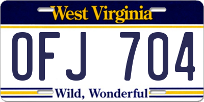 WV license plate OFJ704
