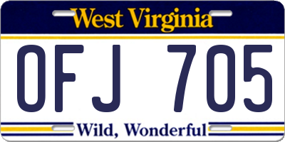 WV license plate OFJ705