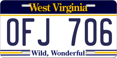 WV license plate OFJ706