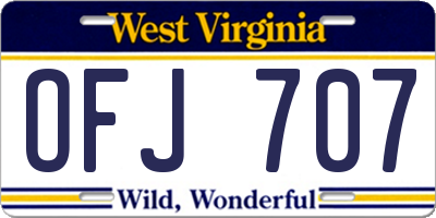 WV license plate OFJ707