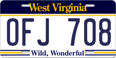 WV license plate OFJ708