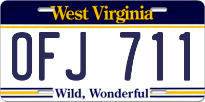 WV license plate OFJ711