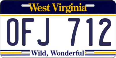 WV license plate OFJ712