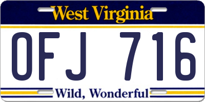 WV license plate OFJ716