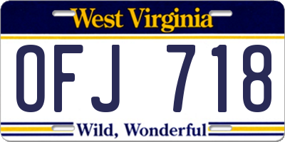 WV license plate OFJ718