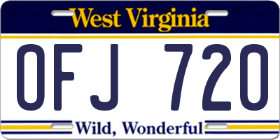 WV license plate OFJ720