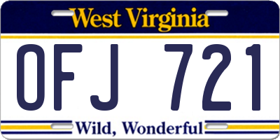 WV license plate OFJ721