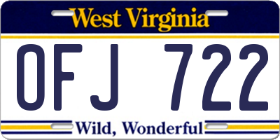 WV license plate OFJ722