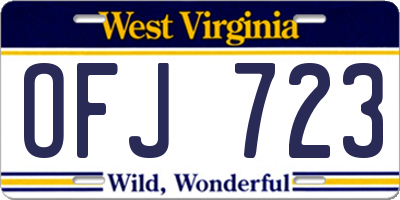 WV license plate OFJ723