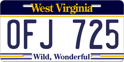 WV license plate OFJ725