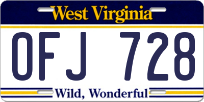 WV license plate OFJ728