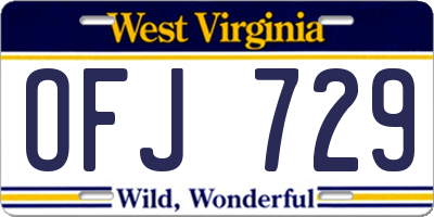 WV license plate OFJ729