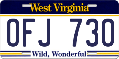 WV license plate OFJ730