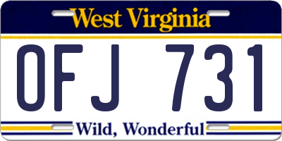 WV license plate OFJ731