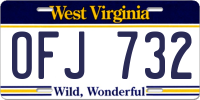 WV license plate OFJ732