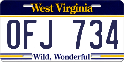 WV license plate OFJ734