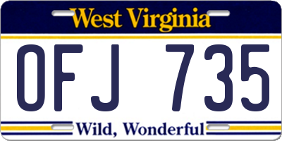WV license plate OFJ735