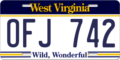 WV license plate OFJ742